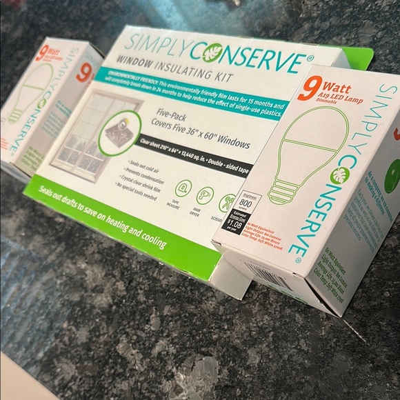 Simply Conserve Window Insulating Kit with TWO 9 watt LED Bulbs - Conserve Energ - Picture 3 of 4